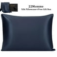 thumbnail image 1 of PiccoCasa 1 Pc 22 Momme Pure Silk Pillowcase, Envelope Course, Standard Navy, 1 of 9