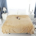 thumbnail image 1 of PiccoCasa 1 Pcs Home Warm Soft Microplush Fleece Solid Throw Blanket Camel Color 70" x 78", 1 of 7