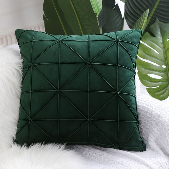 PiccoCasa 1 Pcs Velvet Throw Pillow Cover Cushion Cases Dark Green 18"x18"