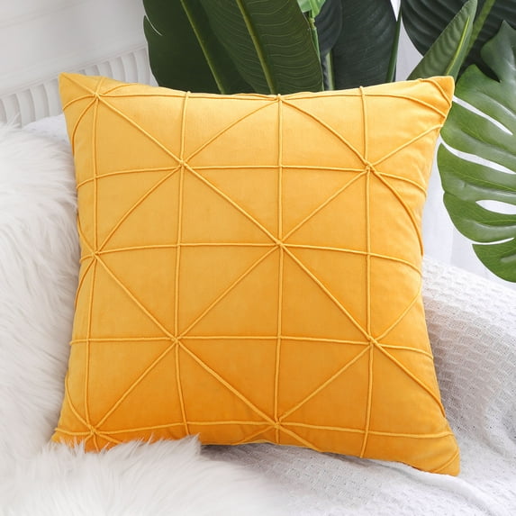 PiccoCasa 1 Pcs Velvet Throw Pillow Cover Cushion Cases Yellow 18"x18"