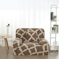thumbnail image 1 of PiccoCasa 1 Seater Sofa Cover Stretch Armchair Couch Cover, Brown Plaid, 1 of 6