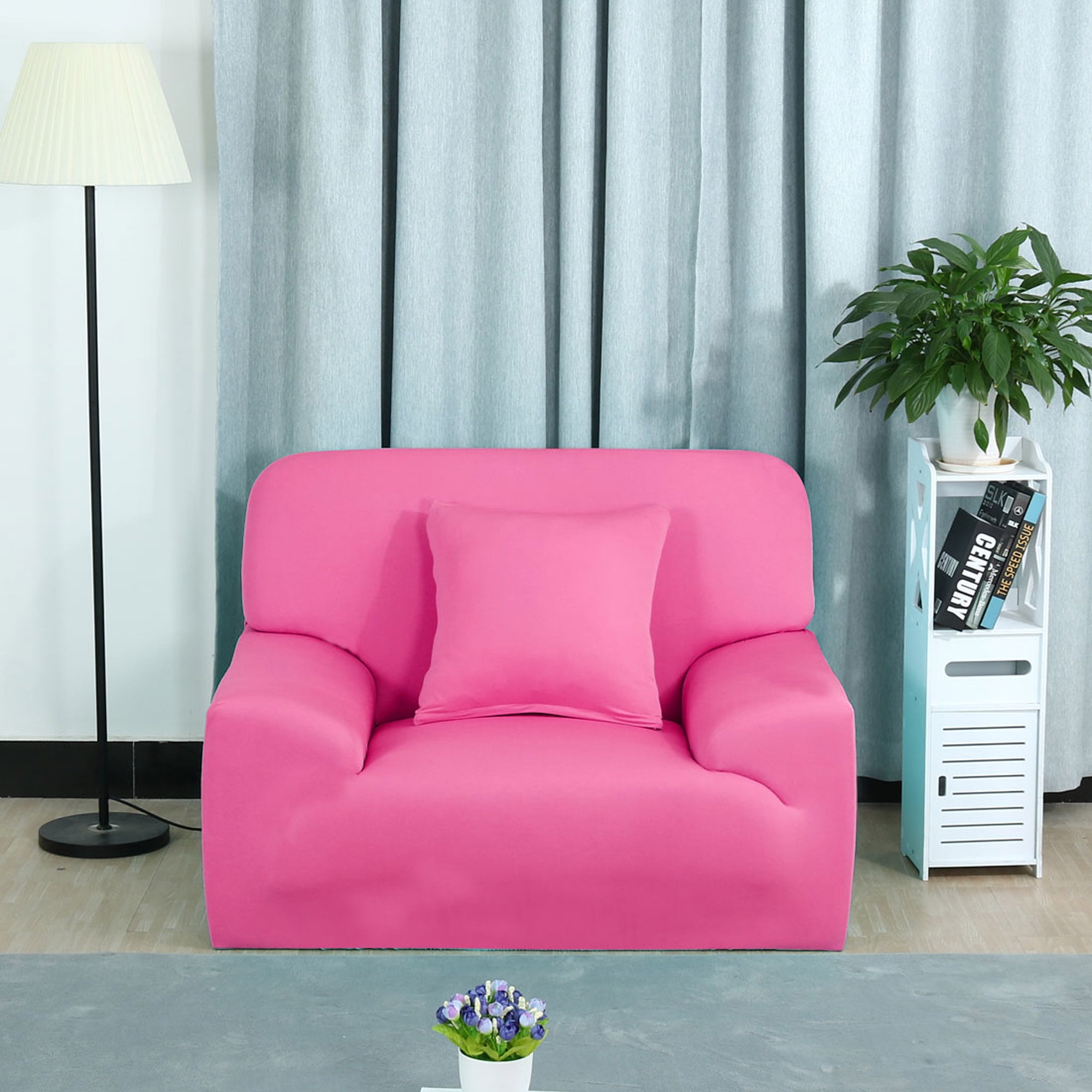 PiccoCasa 1 Seater Sofa Slipcovers Stretch Couch Covers Pink Small