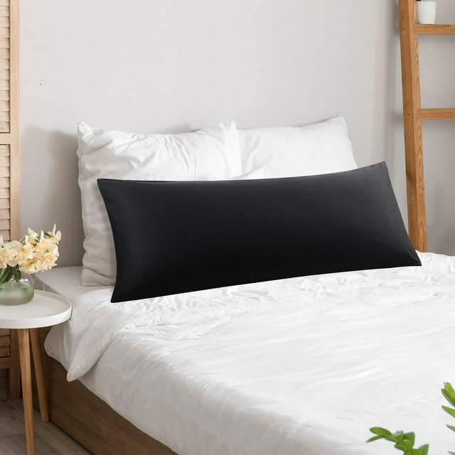 PiccoCasa 100 Cotton Body Pillowcase 1Pcs Soft with Envelope Black 20