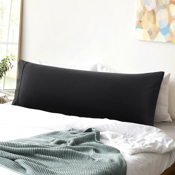 PiccoCasa 100% Cotton Body Pillowcase Envelope Closure 20"x 55" 1PCS Black