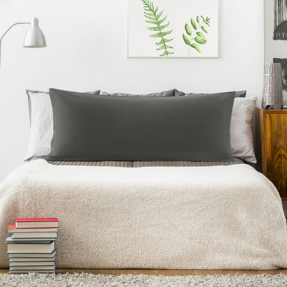 PiccoCasa 100% Cotton Body Pillowcase Soft Hidden Zipper Dark Gray 20"x48"