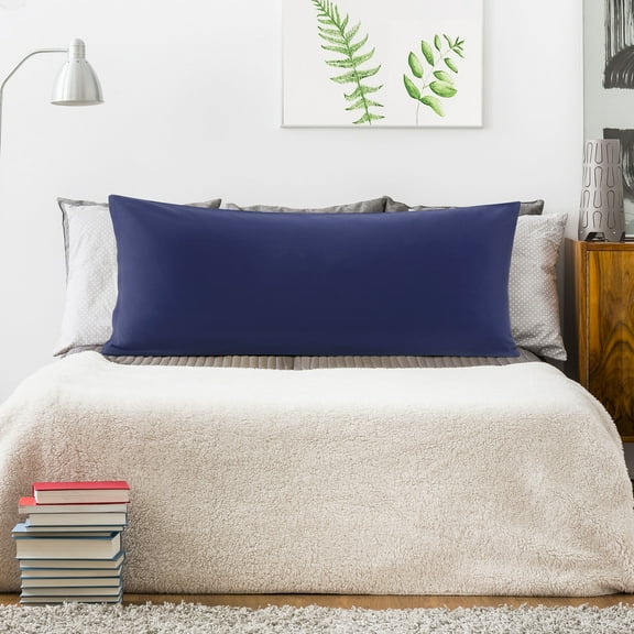 PiccoCasa 100% Cotton Body Pillowcase Soft Hidden Zipper Navy Blue 20"x48"