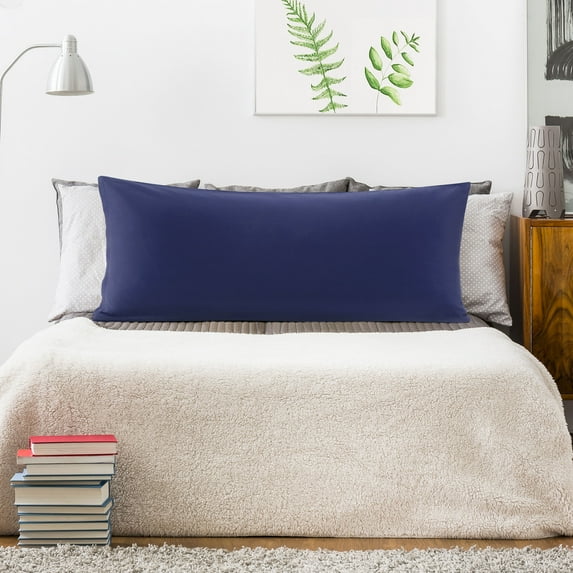 PiccoCasa 100% Cotton Body Pillowcase Soft Hidden Zipper Navy Blue 20"x48"