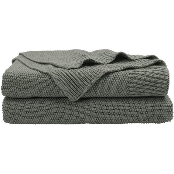 PiccoCasa 100% Cotton Soft Knitted Throw Decorative Blanket Sofa 50" x 60" Gray