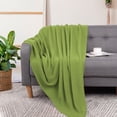 thumbnail image 1 of PiccoCasa 100% Cotton Soft Knitted Throw Solid Blanket for Couch Sofa Bedroom, Green 50"x70", 1 of 8
