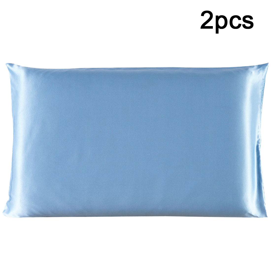 PiccoCasa 100% Mulberry Silk Pillowcase 2 Piece King Size Pillowcases, Blue - image 1 of 5