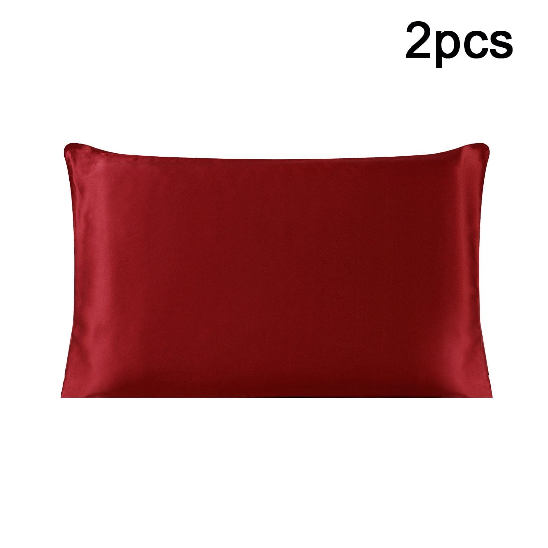 PiccoCasa 100% Silk Pillowcase 2 Piece Queen Size Pillowcases, Burgundy