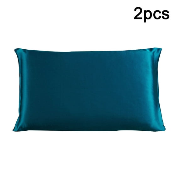 PiccoCasa 100% Silk Pillowcase 2 Piece Queen Size Pillowcases, Peacock Blue