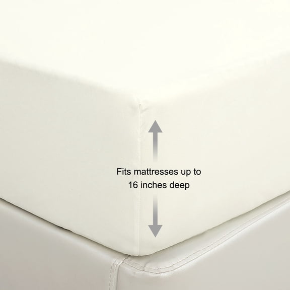 PiccoCasa 110GSM Brushed Microfiber Fitted Sheet with 16" Depth, Pearl White King