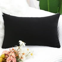 PiccoCasa 12"x20" Throw Pillow Cover Classic Solid Cushion Cover, Black