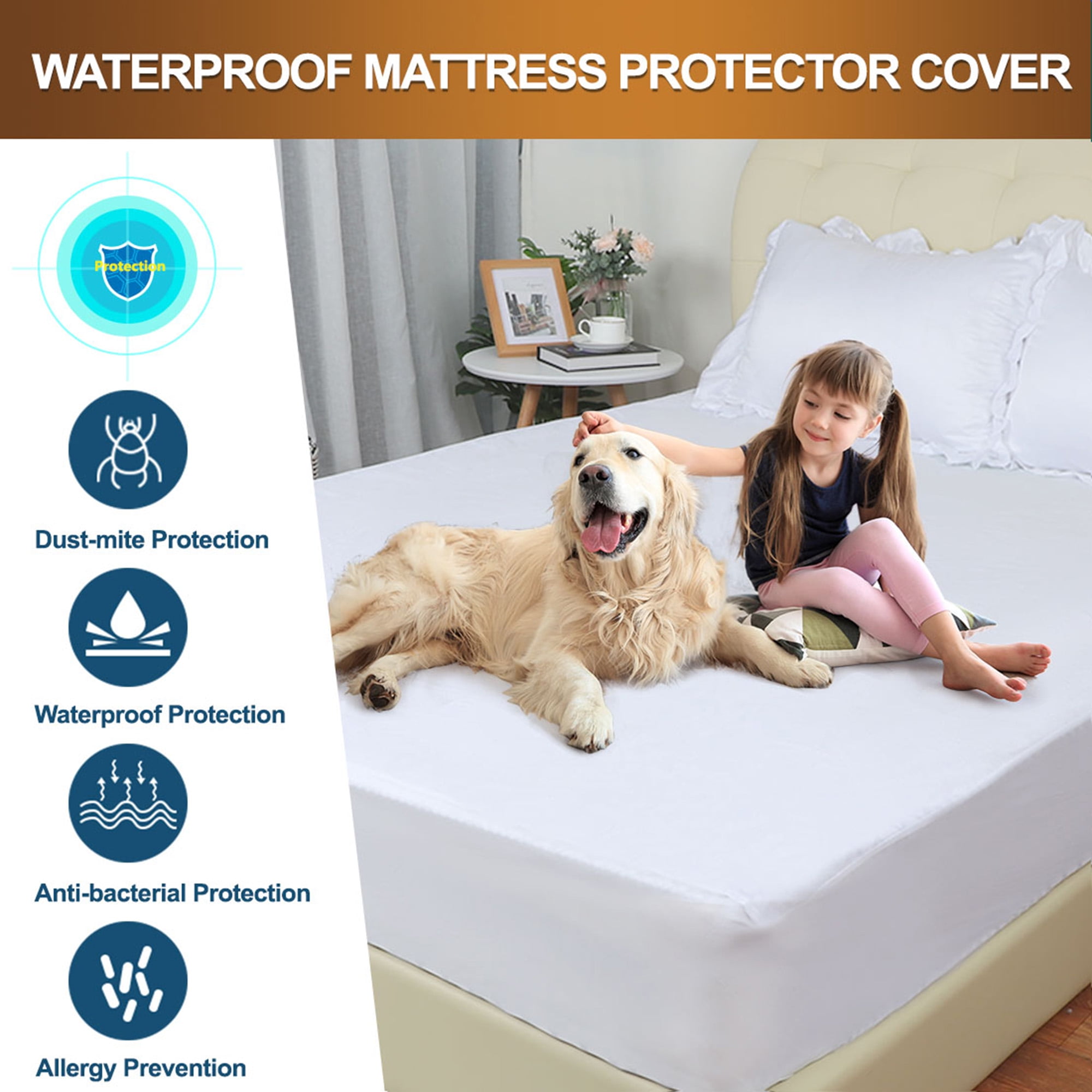 PiccoCasa 14" Deep Pocket Fitted Sheet Polyester Bottom Sheet, Twin XL