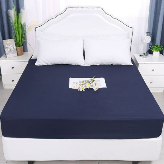 PiccoCasa 15' Deep Pocket Fitted Sheet Microfiber Sheet, Twin Blue