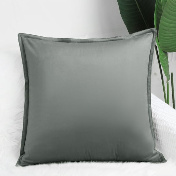 PiccoCasa 16"x16" Decorative Velvet Throw Pillow Covers Soft Square Cushion Cover 1Pcs Gray