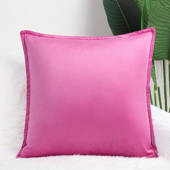 PiccoCasa 16"x16" Decorative Velvet Throw Pillow Covers Soft Square Cushion Cover 1Pcs Hot Pink