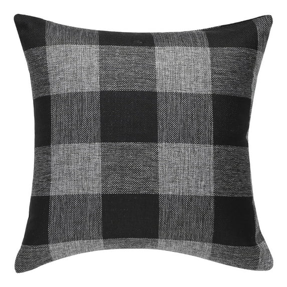 PiccoCasa 18'’Cotton Linen Throw Pillow Cover Plaid Decorative Cushion Cover, 9# 18"x18"
