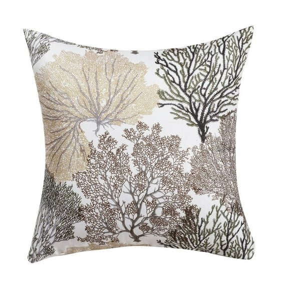 PiccoCasa 18" X 18 " Throw Pillow Cover Case Polyester Modern Coral Coastal Beach Printed Cushion Cover 3# 1