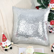 PiccoCasa 18"x18" Decorative Cushion Cover Sparkling Sequin Throw Pillowcase, Silver