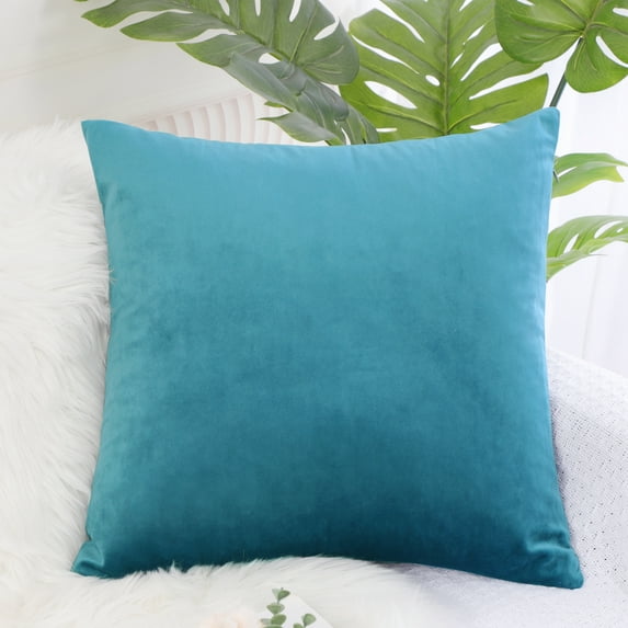 PiccoCasa 18"x18" Decorative Throw Pillow Cover Velvet Cushion Cover, Teal Blue