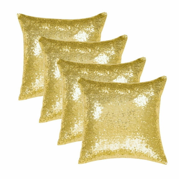 PiccoCasa 18"x18" Shiny Sequin Throw Pillow Covers Decorative Pillowcase, Gold 4