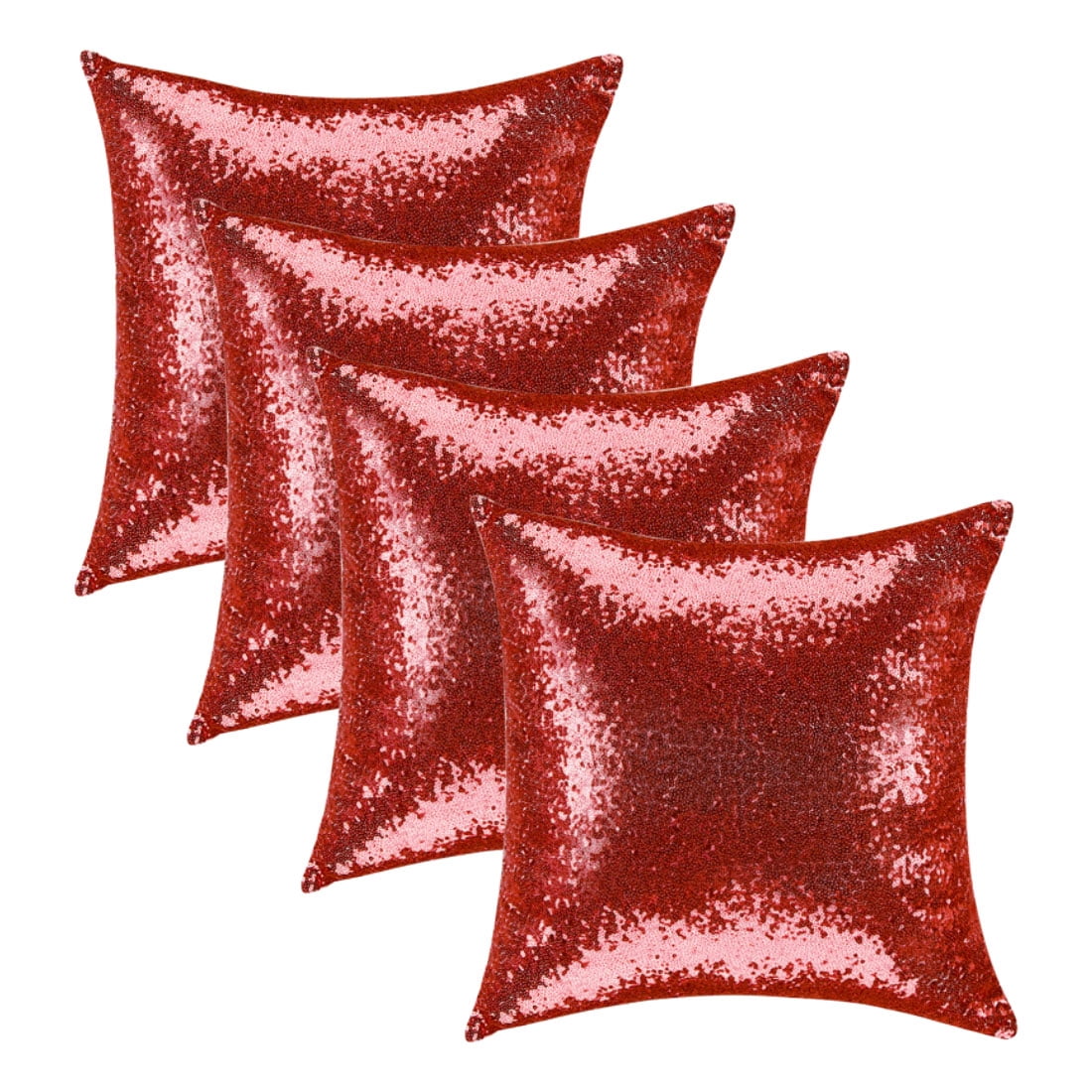 PiccoCasa 18"x18" Shiny Sequin Throw Pillow Covers Decorative Pillowcase, Red 4