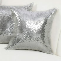 PiccoCasa 18"x18" Shiny Sequin Throw Pillow Covers Decorative Pillowcase, Silver 1