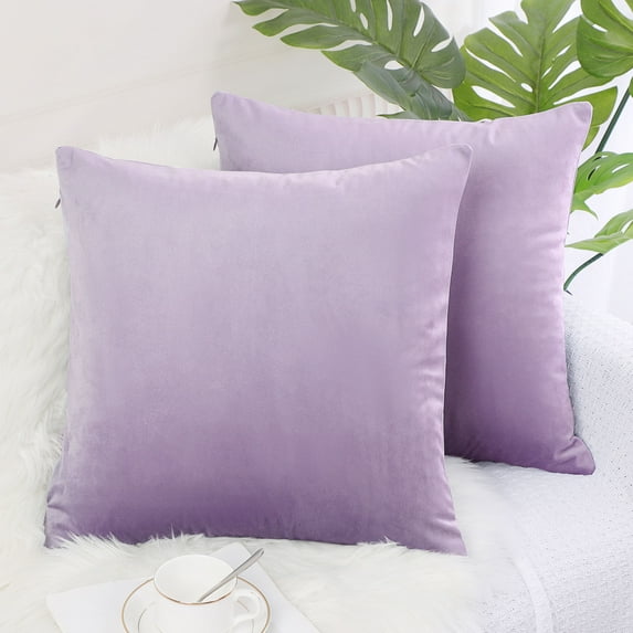 PiccoCasa 18"x18" Throw Pillow Covers Euro Decorative Throw Pillowcases Set of 2, Pale Purple