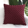 thumbnail image 1 of PiccoCasa 18"x18" Throw Pillowcase Stylish Basket Weave Pattern Decor Cushion Cover, Carmine, 1 of 6