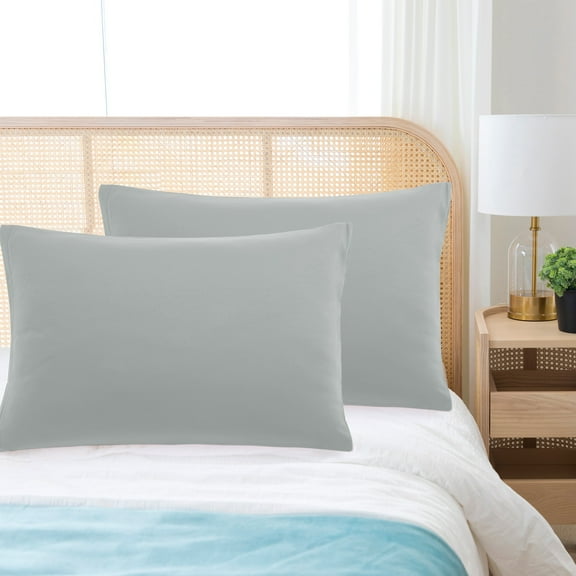 REGALWOVEN 1800 Microfiber Breathable Zippered Pillowcases Set of 2, King Grey 20"x36"