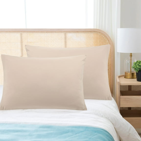 REGALWOVEN 1800 Microfiber Breathable Zippered Pillowcases Set of 2, Non-Standard Khaki