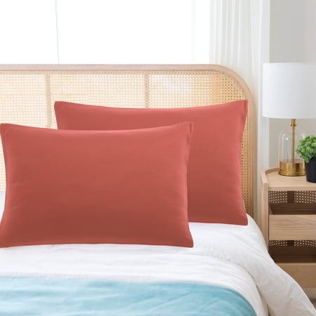 REGALWOVEN 1800 Microfiber Breathable Zippered Pillowcases Set of 2, Non-Standard Orange 14"x20"