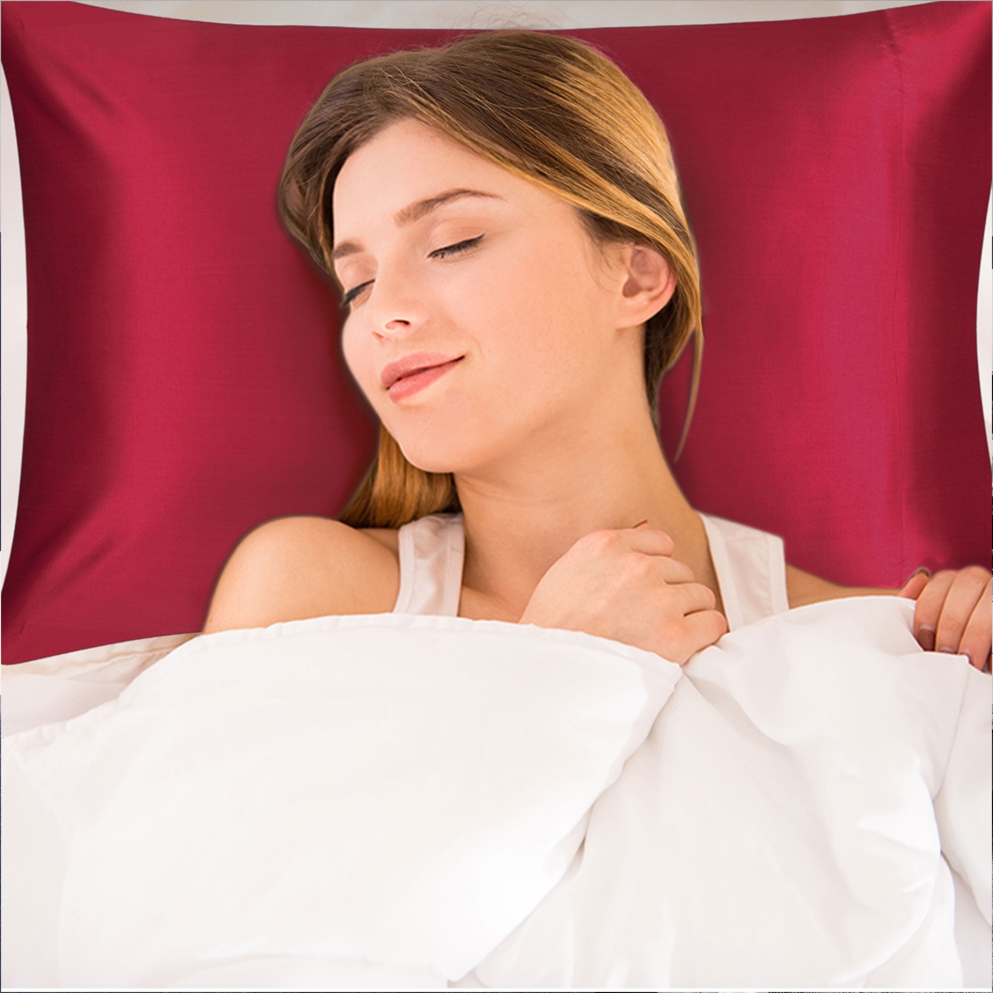 PiccoCasa 19 Momme Mulberry Silk Pillowcase for Hair and Skin, Standard Burgundy