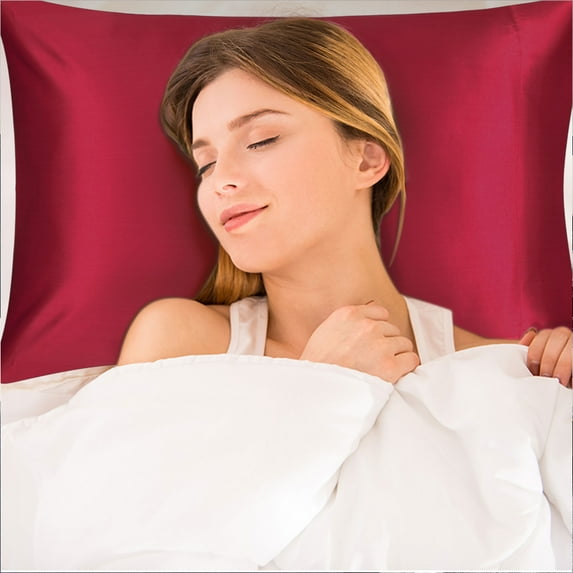 PiccoCasa 19 Momme Mulberry Silk Pillowcase for Hair and Skin, Standard Burgundy