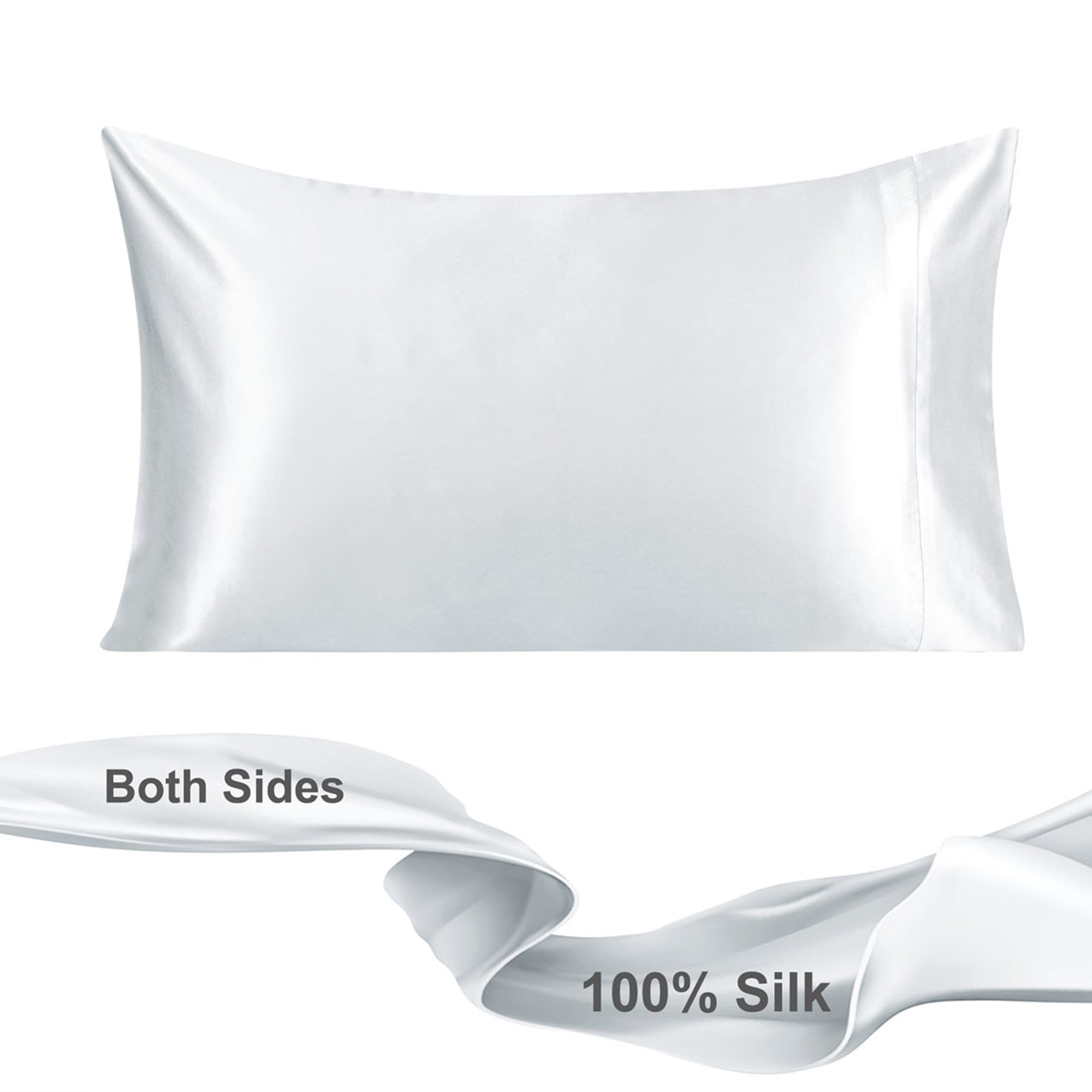 PiccoCasa 19 Momme Pure Silk Pillowcase with Envelope Closure, Queen Silver Gray