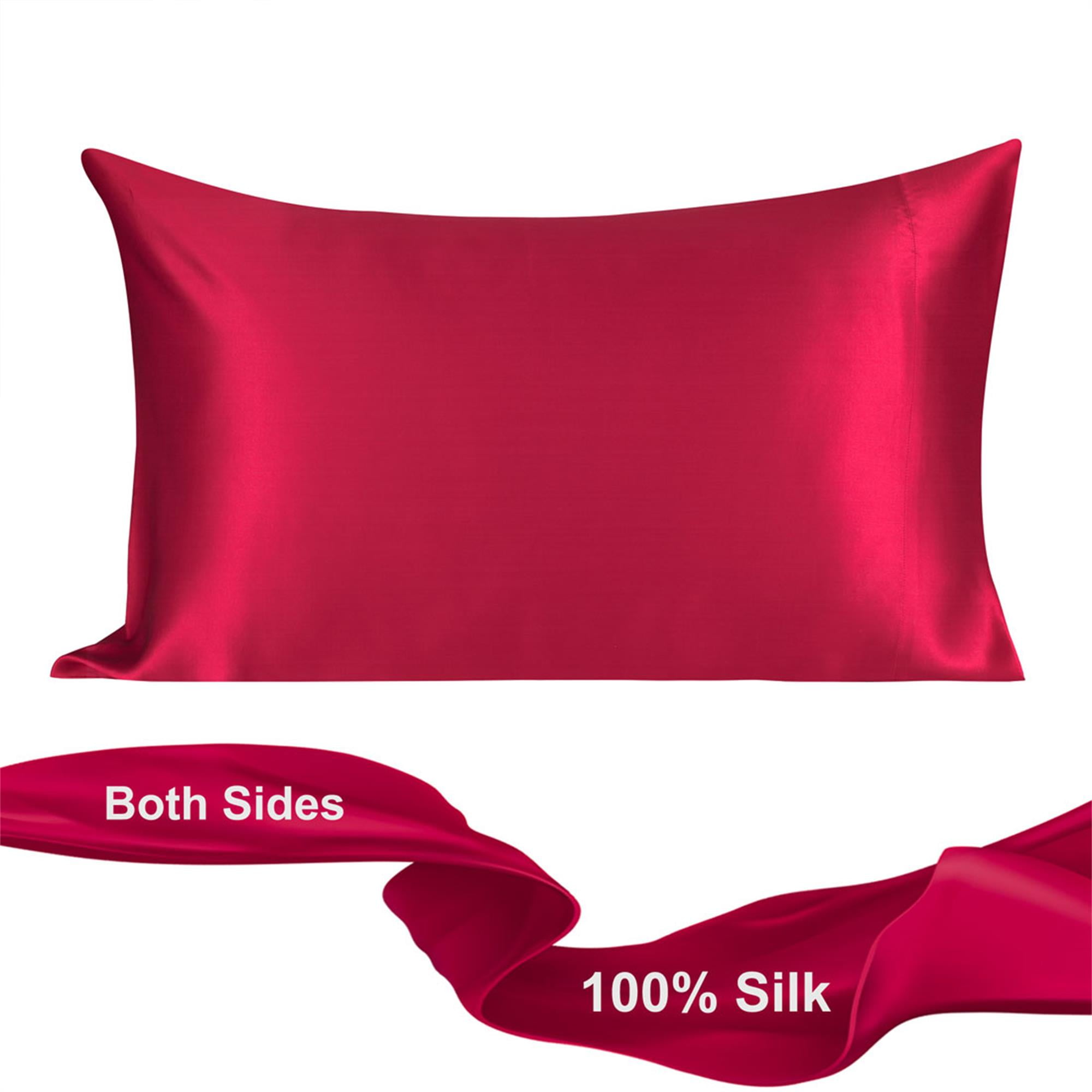 PiccoCasa 19 Momme Pure Silk Pillowcase with Envelope Closure, Standard Burgundy