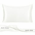 thumbnail image 1 of PiccoCasa 19 Momme Pure Silk Pillowcase with Envelope Closure, Standard Pearl White, 1 of 7
