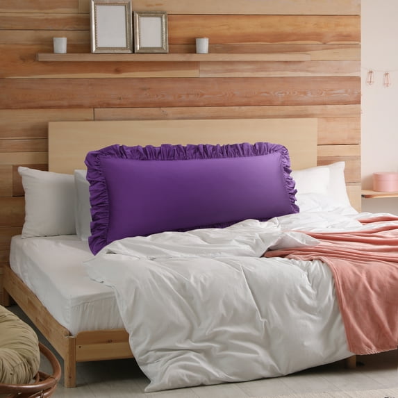 PiccoCasa 1Pc 100% Cotton Body Ruffled Pillowcases Soft with Envelope Grape 20"x54"