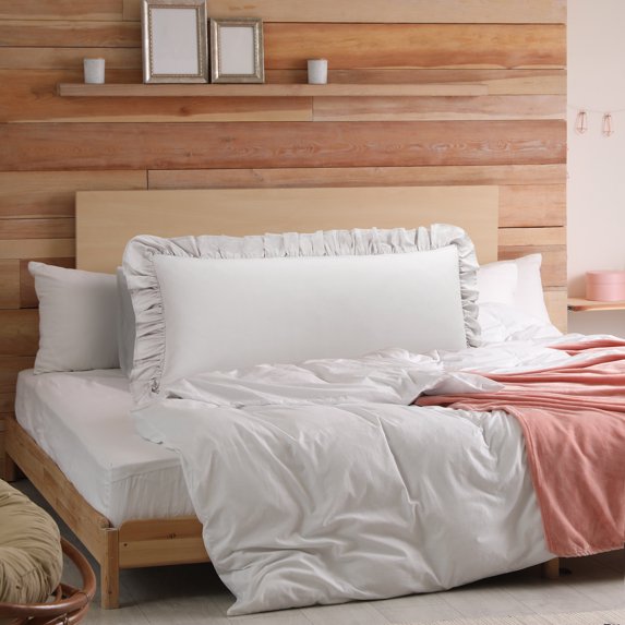 REGALWOVEN Cotton Body Ruffled Pillowcase 1Pc, Soft Breathable Pillow Covers with Envelope Closure Isabelline Jumbo