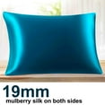 thumbnail image 1 of PiccoCasa 1Pc 19 Momme Silk Pillowcase with Hidden Zipper Peacock Blue Standard(20"x26"), 1 of 6
