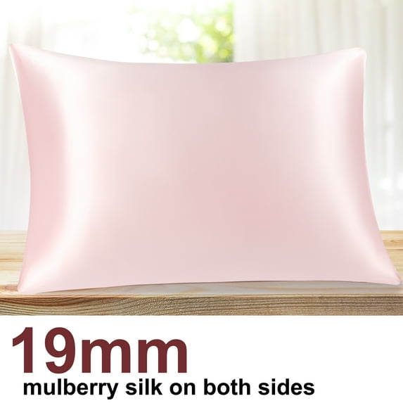 PiccoCasa 1 Pc 19 Momme Silk Pillowcase with Hidden Zipper Non-Standard Pink 14" x 20"