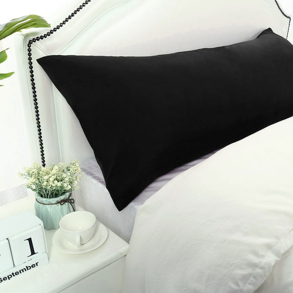 PiccoCasa 1Pc Silky-Soft 1800 Microfiber Long Body Pillowcase, King Black 20"x60"