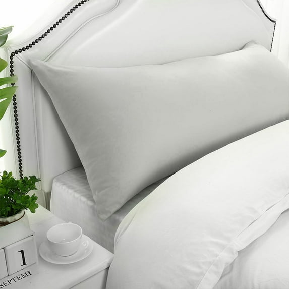 PiccoCasa 1Pc Silky-Soft 1800 Microfiber Long Body Pillowcase, Queen Light Gray 20"x54"