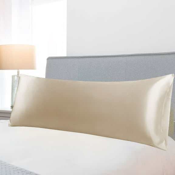 PiccoCasa 1Pc Soft Silky Satin Long Pillowcases for Bedding 20"x54" Taupe