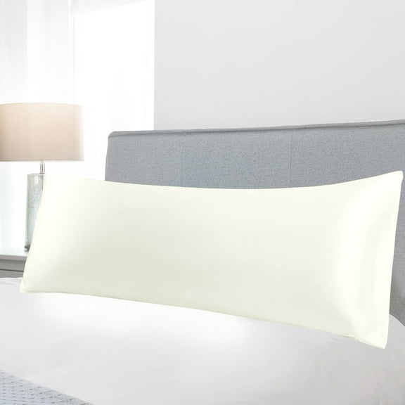 PiccoCasa 1Pc Soft Silky Satin Long Pillowcases for Bedding 20"x54" White