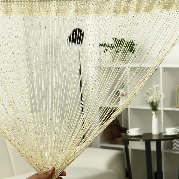 PiccoCasa 1Pc String Curtain Fringe Panel 39" x 79"(W*H) Bedroom Window Divider Light Yellow