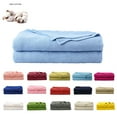 thumbnail image 1 of PiccoCasa 1Pcs Cotton Textured Solid Soft Decorative Knit Blanket Pale Blue 50" x 60", 1 of 8