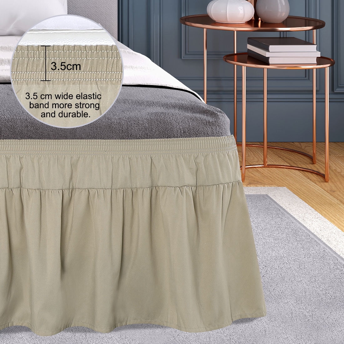 PiccoCasa 1Pcs Polyester Brushed Bed Skirt Elastic Dust Ruffles 16 Inch ...